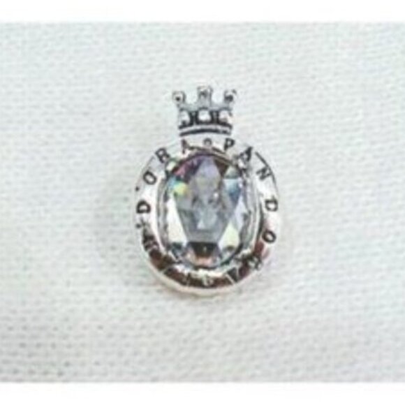 Pandora Sterling Silver Clear Sparkling Crown O Charm For Bracelet S925ALE Silve - Picture 2 of 5